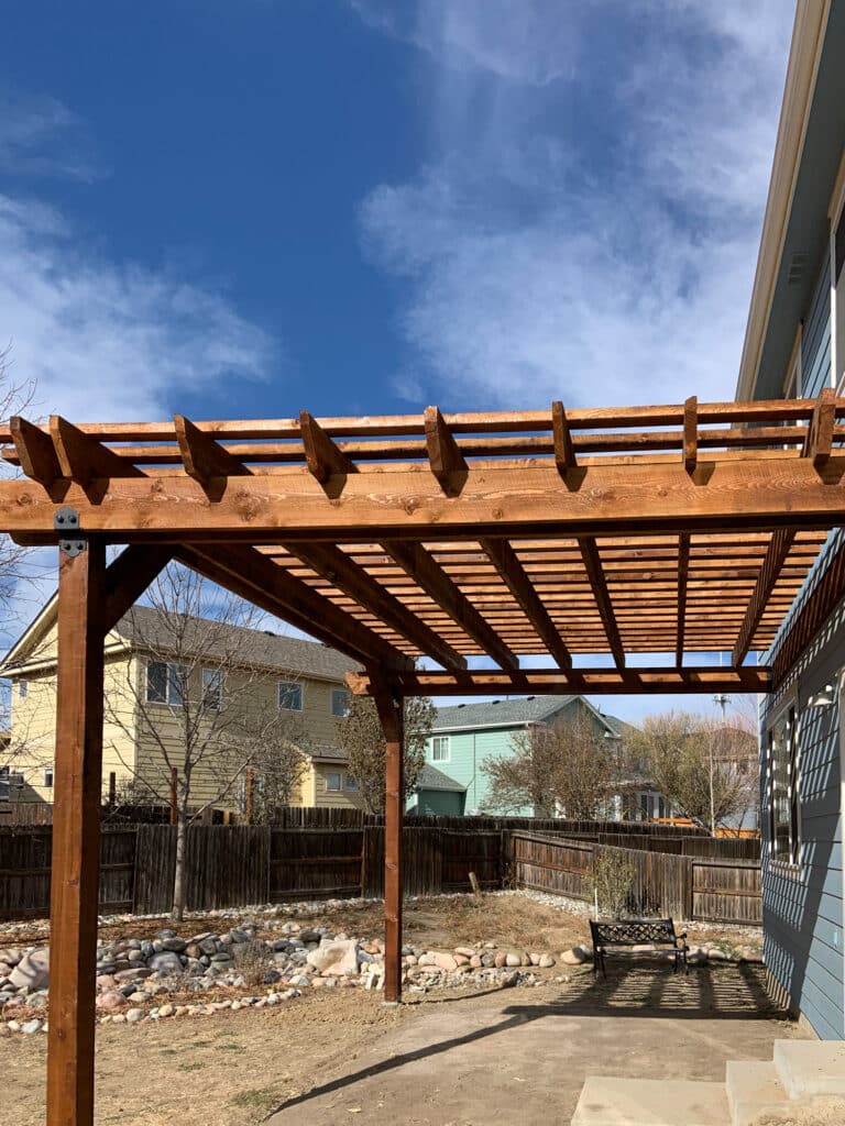 Attached Modern Pergola - Footprint Decks and Design proudly serves Colorado Springs, Monument, Castlerock, Denver, Peyton, and Black Forrest.