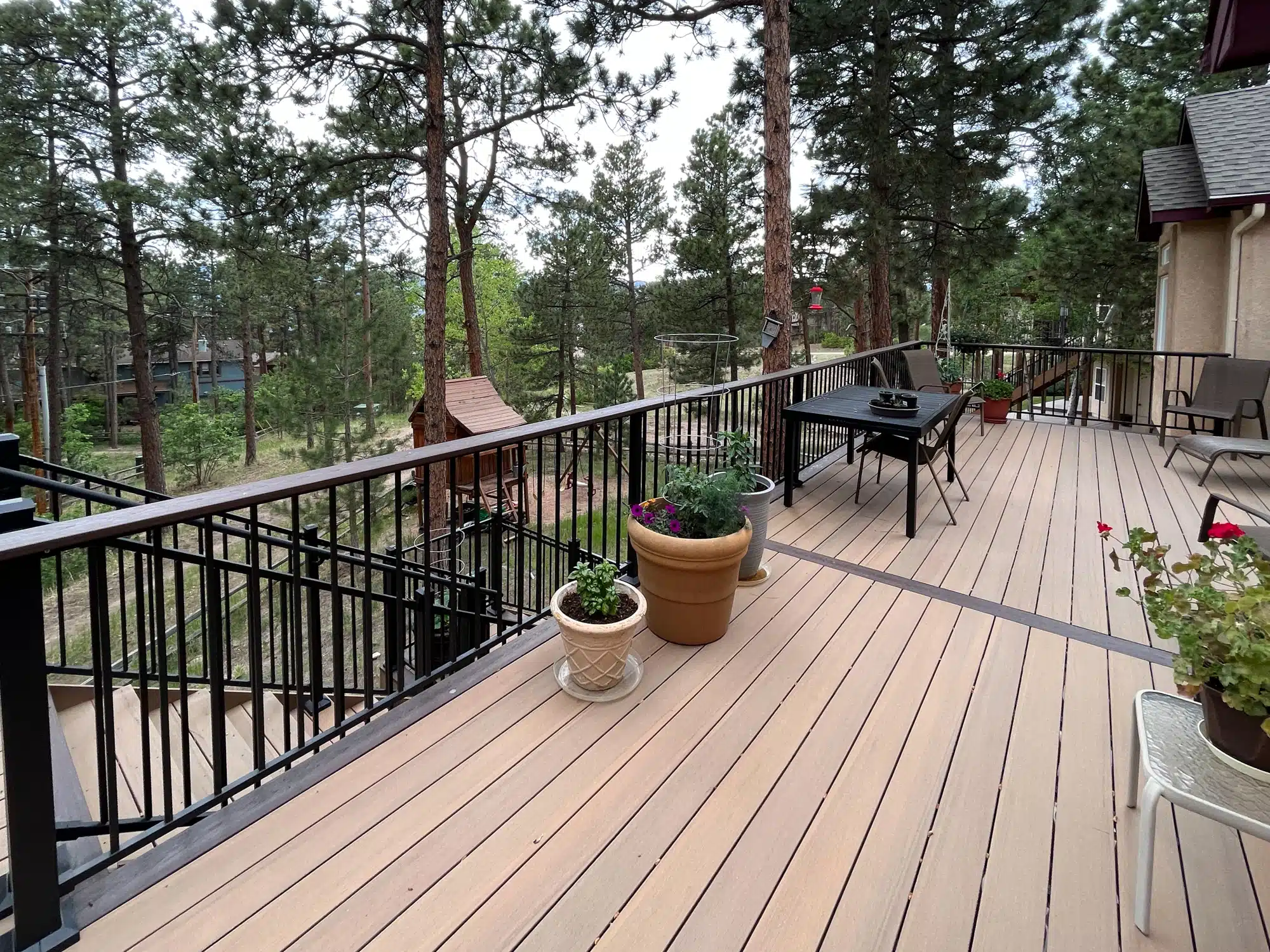 Rustic Multi-Level Deck-Footprint Decks and Design proudly serves Colorado Springs, Monument, Castlerock, Denver, Peyton, and Black Forrest.