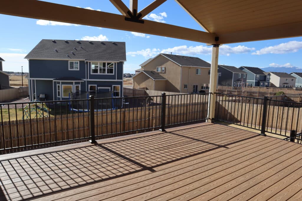 Custom Built Elevated Deck and Staircase - Footprint Decks and Design proudly serves Colorado Springs, Monument, Castlerock, Denver, Peyton, and Black Forrest.