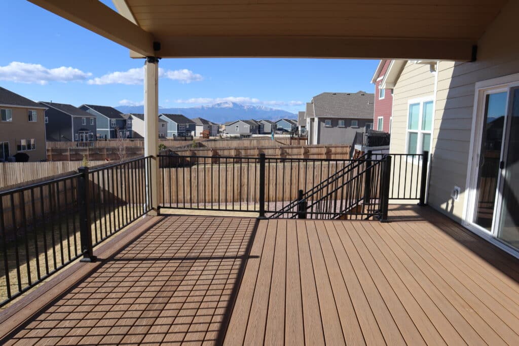 Custom Built Elevated Deck and Staircase - Footprint Decks and Design proudly serves Colorado Springs, Monument, Castlerock, Denver, Peyton, and Black Forrest.