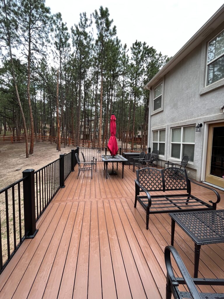 Custom Built Large Modern Style Deck - Footprint Decks and Design proudly serves Colorado Springs, Monument, Castlerock, Denver, Peyton, and Black Forrest.