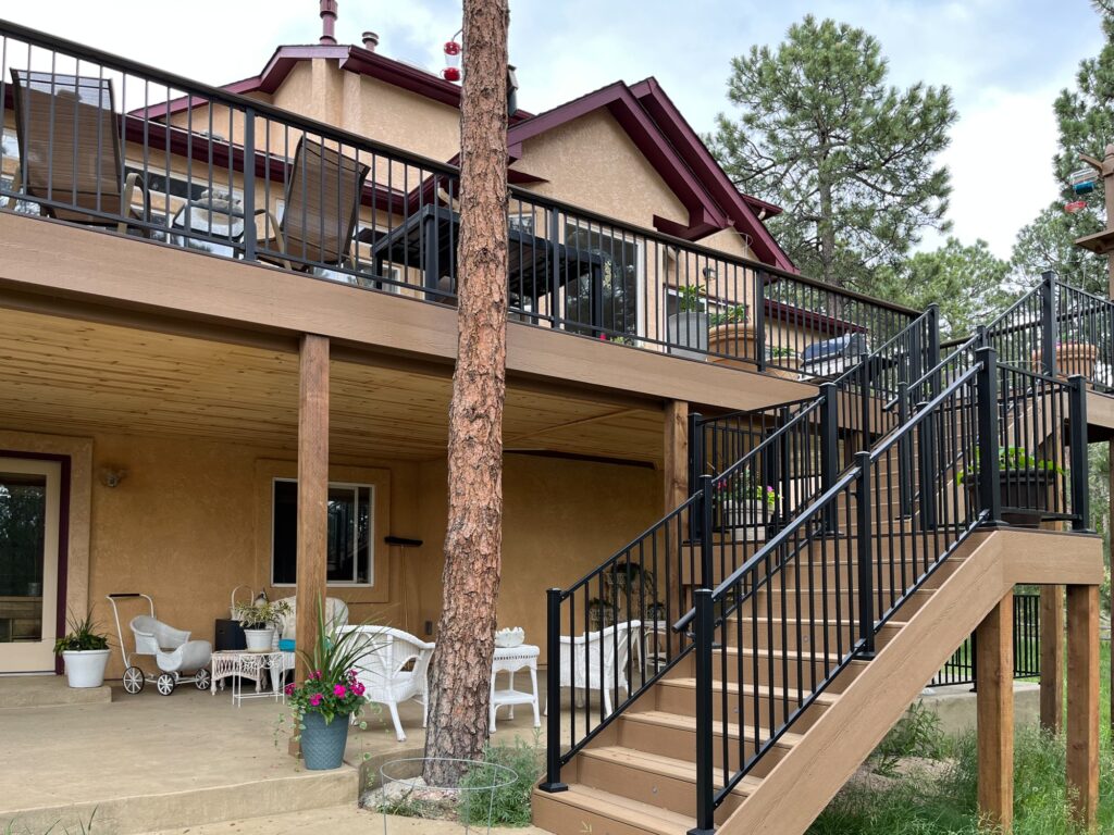 Multi- Level Rustic Deck-Footprint Decks and Design proudly serves Colorado Springs, Monument, Castlerock, Denver, Peyton, and Black Forrest.