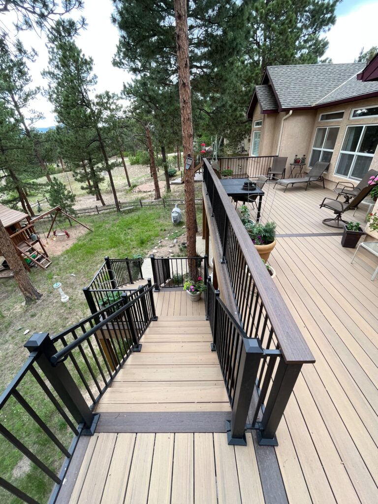 Rustic Multi-Level Deck-Footprint Decks and Design proudly serves Colorado Springs, Monument, Castlerock, Denver, Peyton, and Black Forrest.